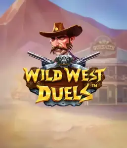  Immerse yourself in the wild world of "Wild West Duels" by Pragmatic Play, featuring a tough gunslinger ready for a showdown. The image displays a resolute cowboy with crossed pistols, framed by a desert backdrop. His intense eyes and elaborate attire embody the spirit of the Old West. The game's title is clearly displayed in an ornate font, enhancing the action-packed theme. 