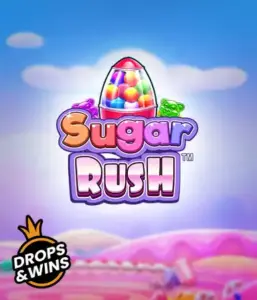 Experience the sweet world of the Sugar Rush slot game by Pragmatic Play, showcasing a vibrant candy dispenser on a fantastic candyland background. This graphic portrays the fun and excitement of the slot, adorned with vivid candies and engaging typography. Great for those with a sweet tooth, offering endless entertainment. 